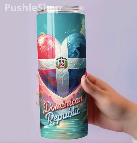 Dominican Republic Flag 20oz Tumbler Portable 7