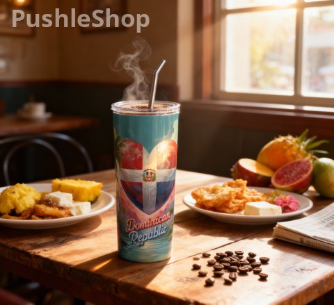 Dominican Republic Flag 20oz Tumbler Portable 6