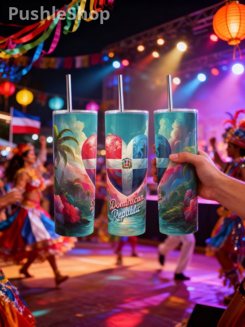 Dominican Republic Flag 20oz Tumbler Portable 5