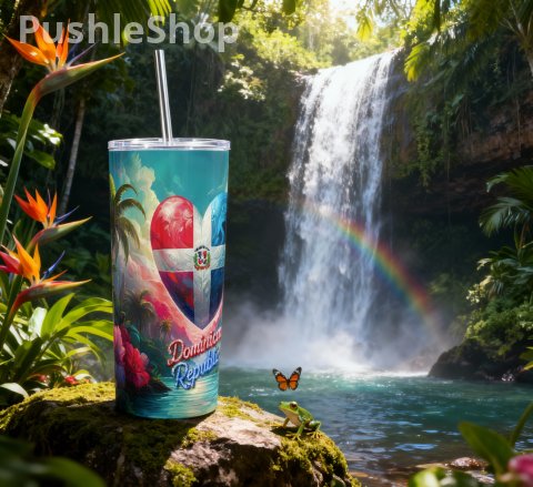 Dominican Republic Flag 20oz Tumbler Portable 3