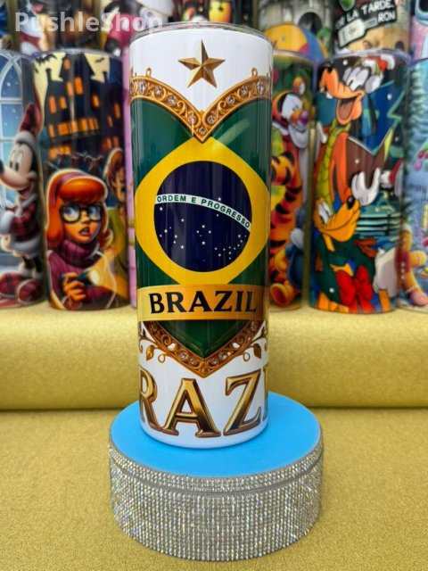 Brazil Tumbler 20 oz - Stylish Design with Distinctive Brazil Flag Motif, Ideal for Everyday Use