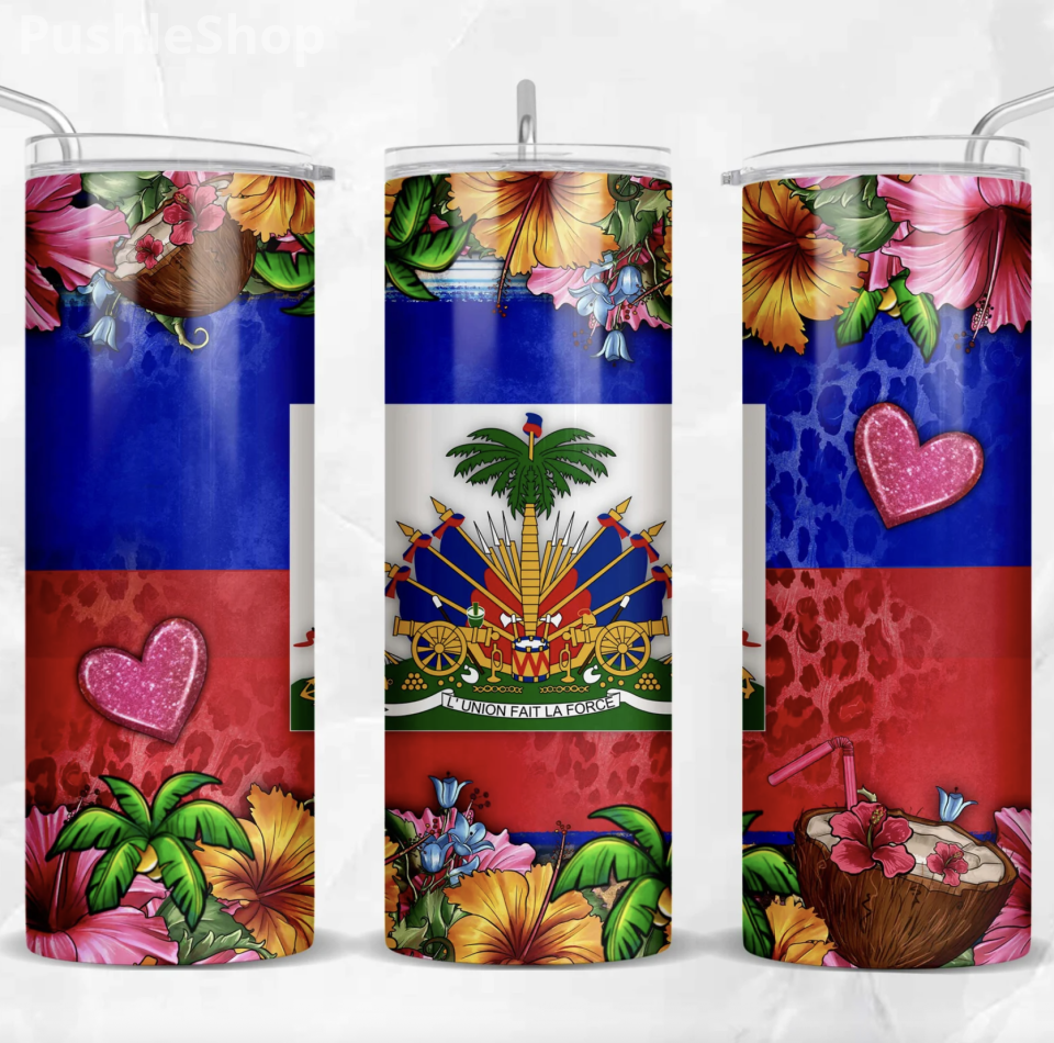 Haitian Flag Day 20 oz Beverage Can with Unique Design and Features